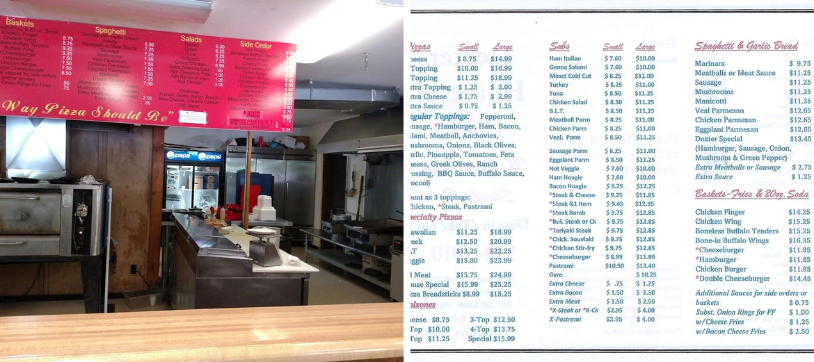 Dexter House of Pizza Menu