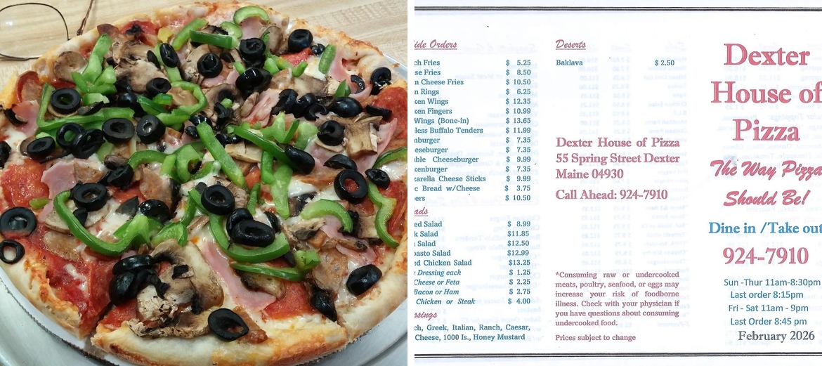 Dexter House of Pizza Menu